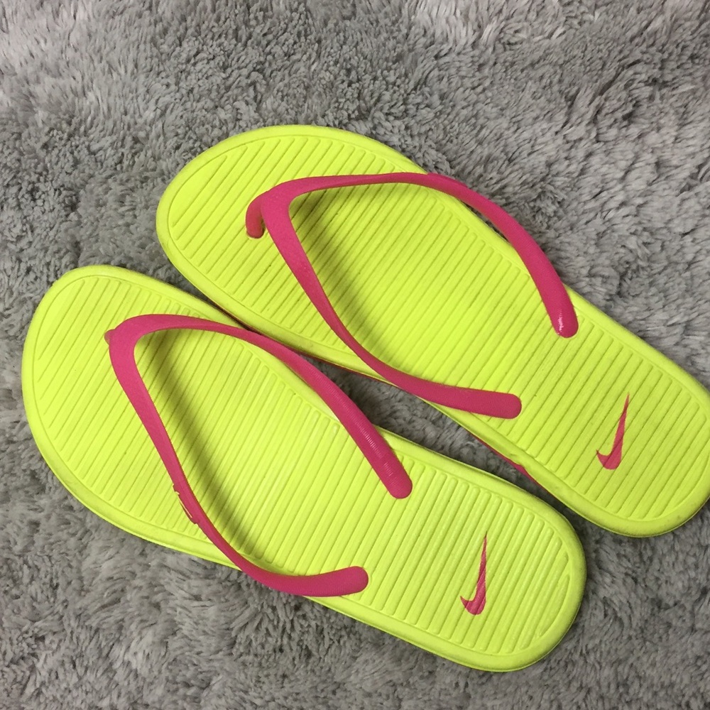 -Neon Lime Green Nike Slippers